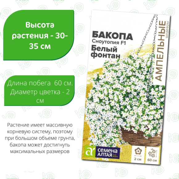 Бакопа Сноутопия Белый фонтан [Семена алтая] купить с доставкой