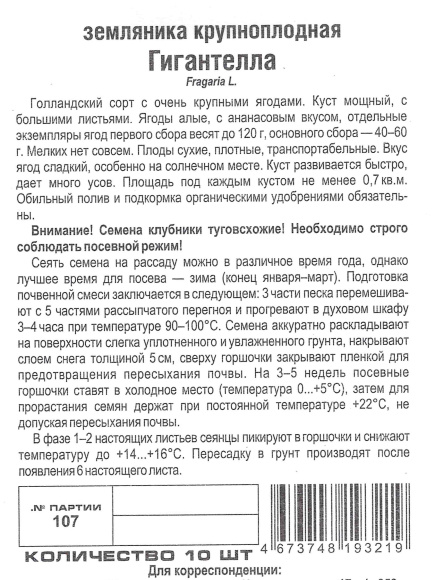 Земляника Гигантелла [Сибирский сад] купить с доставкой