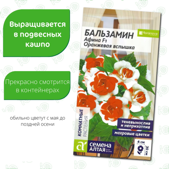 Бальзамин Афина Оранжевая вспышка[Семена алтая] купить с доставкой