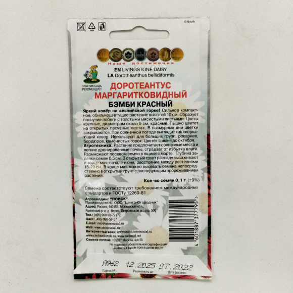 Доротеантус маргаритковидный Бэмби красный [Поиск] купить с доставкой