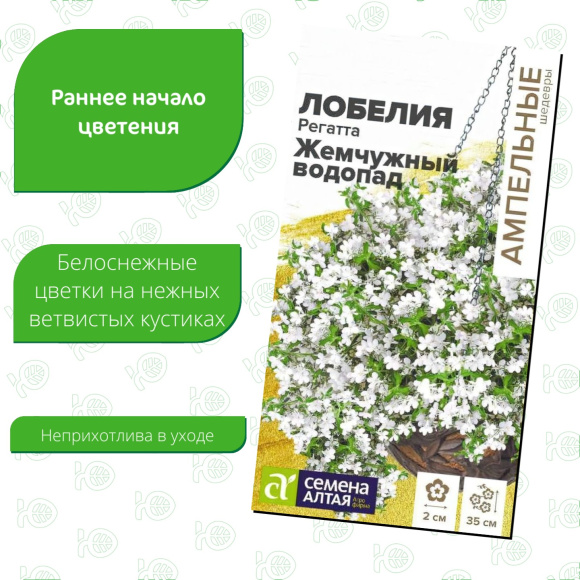 Лобелия Регатта Жемчужный Водопад ампельная [Семена алтая] купить с доставкой