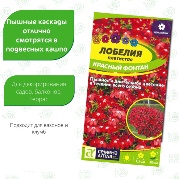 Лобелия Красный Фонтан плетистая [Семена алтая] купить с доставкой