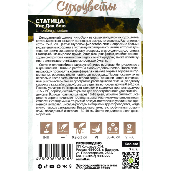 Статица Кис Дак блю [Семена алтая] купить с доставкой