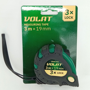 Рулетка 3м/19мм обрезиненный корпус (3 мех. фиксации, ABS+TPR) [ВОЛАТ]